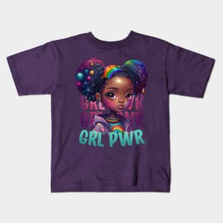 GRL PWR Cute Black Girl Power Women Empower Kids T-Shirt